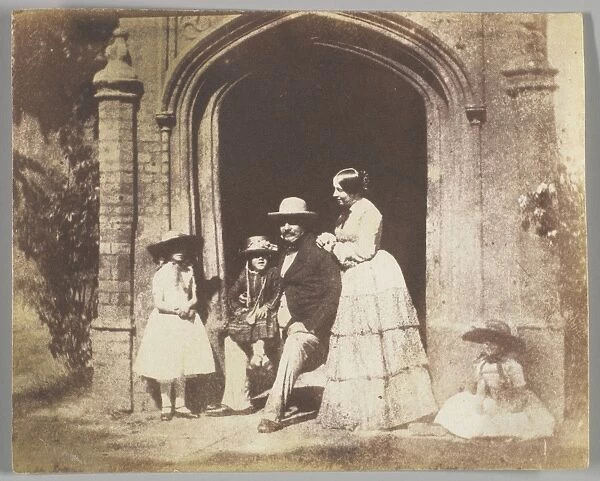 Family Group Portrait Posed Doorway late 1840s
