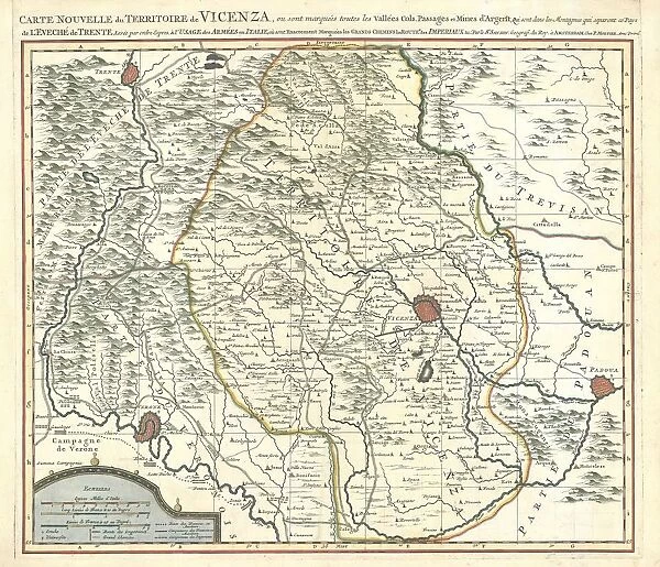 Map Carte nouvelle du territoire de Vicenza ou sont marquA es toutes les vallA es