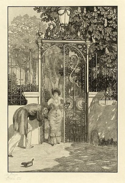 Max Klinger, At the Gate (Am Thor): pl. 3, German, 1857 - 1920, 1887, etching