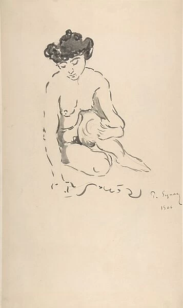 Seated Nude Woman 1906 Brush ink graphite paper