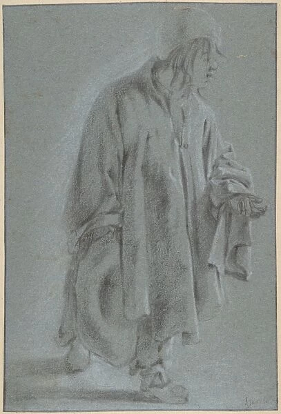 Standing Beggar 17th century Black white chalk