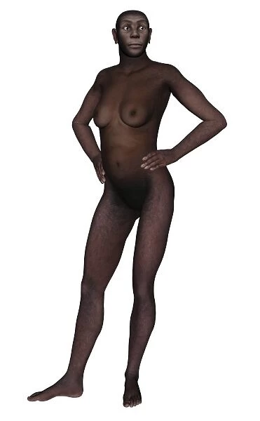 Female homo erectus standing