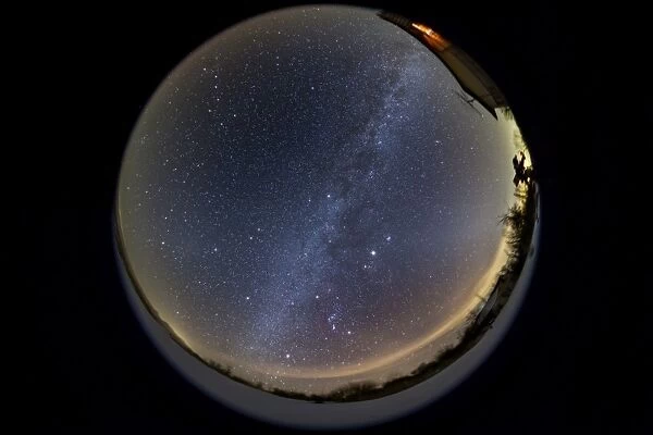 Fish-eye lens view of the northern winter sky