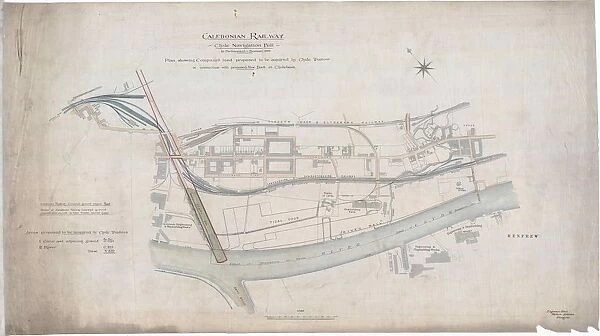 Clyde Navigation Bill in Parliament Session 1899. Plan showing Companys land proposed to be acquired by Clyde Trustees in connection with proposed New Dock at Clydebank