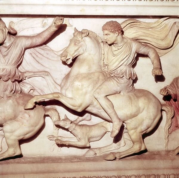 Alexander the Great of Macedon, Hunting detail from Alexander Sarcophagus, late 4th Century BC