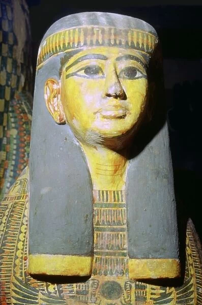 Egyptian painted wooden mummy board, 11th century BC