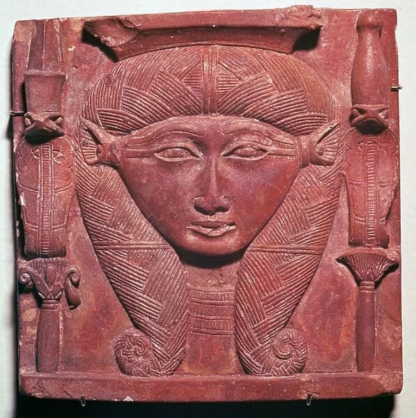 Faience head of the Egyptian goddess Hathor