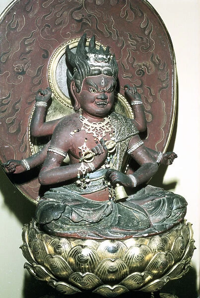 Figure of Aizen Myo-o, a Buddhist adibuddha, Japanese
