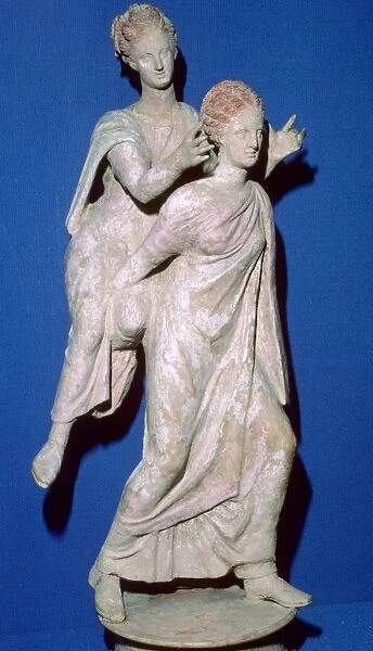 Greek terracotta statuette of an ephedrismos group, 3rd century BC
