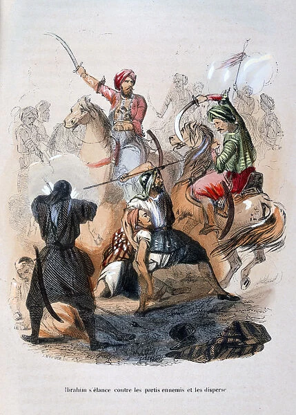 Ibrahim Pasha fighting the Wahabis, Saudi Arabia, 1811-1818 (1847). Artist: Jean Adolphe Beauce