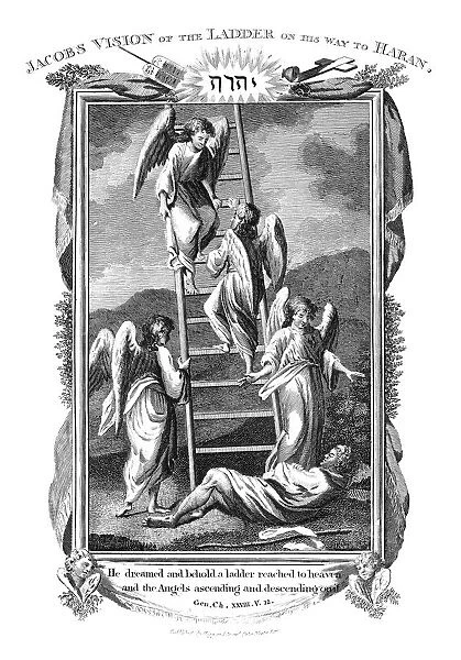 Jacobs dream of angels ascending and descending the ladder to heaven, c1808