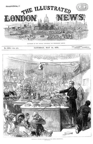 John Tyndall lecturing on electromagnetism at the Royal Institution, London. May 1870