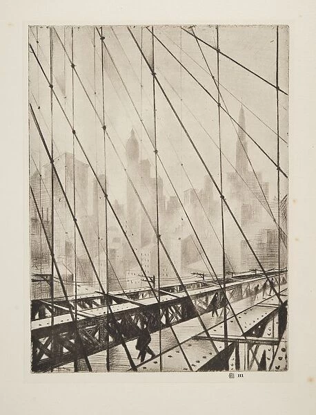 Looking Through Brooklyn Bridge, pub. 1921. Creator: Christopher Richard Wynne Nevinson 