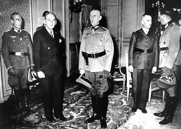 Meeting between German officers and French Vichy government officials, France, 1940-1944