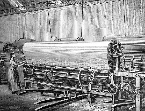 Net loom in the Stuarts factory, c1880