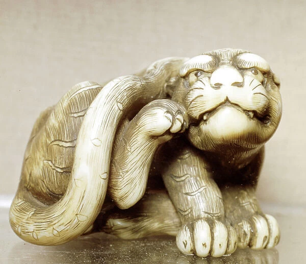 Netsuke carved in the form of a tiger, one of the 12 animals of the Japanese zodiac