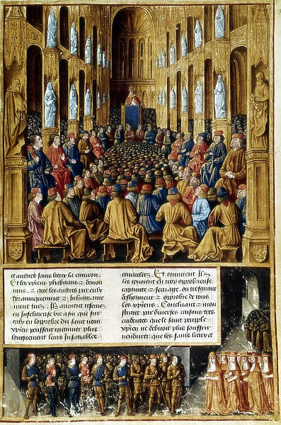 Pope Urban II presiding over the Council of Clermont, France, 1095 (c1490)