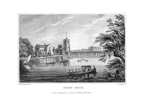 Putney Bridge, London, 1829. Artist: J Rogers