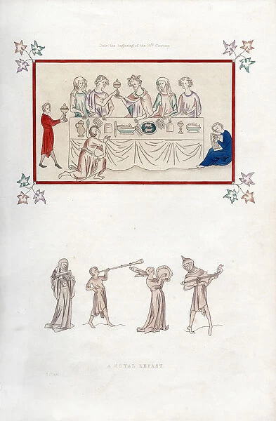A royal repast, early 14th century, (1843). Artist: Henry Shaw