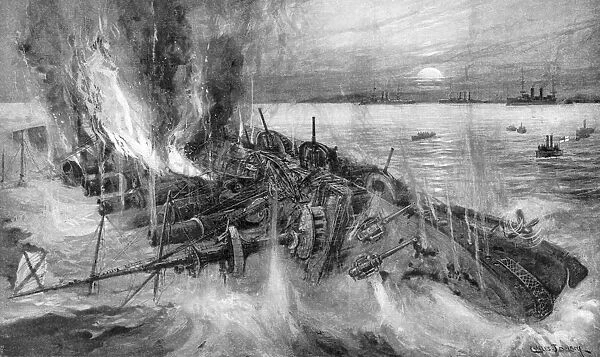 Russian cruiser foundering at the Battle of Cehmulpo, Russo-Japanese War, 1904-5