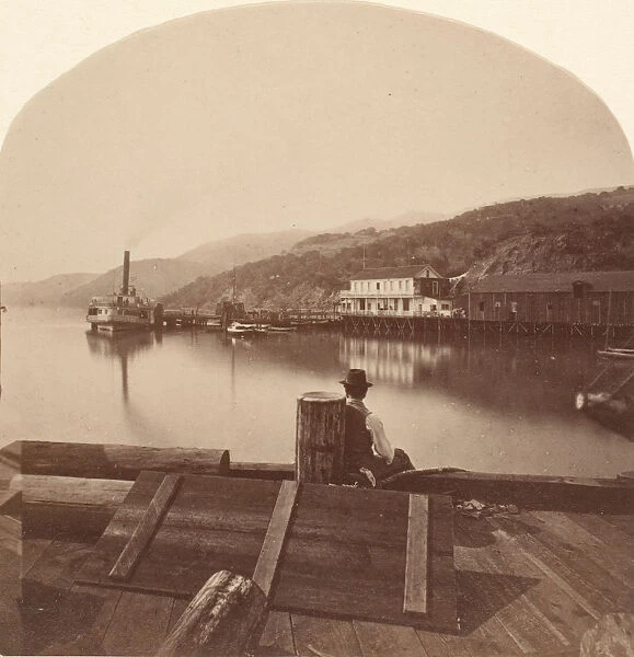 Sausalito from the N. P. C. R. R. Wharf, Looking South, ca. 1868