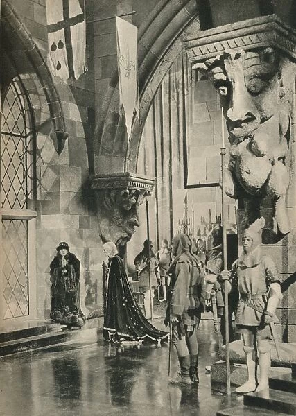 Scene in the Palace of Louis XI. From the film: The Beloved Rogue. Settings by William Cameron Me