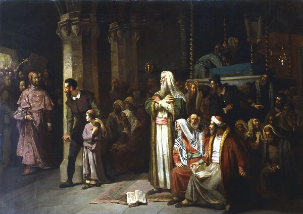 Service in the Synagogue during the reading from the Torah, 1868