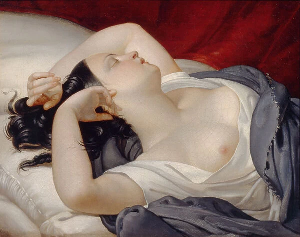 Sleeping Italian Woman, 1840s. Artist: Pluchart, Eugene (1809-1880)