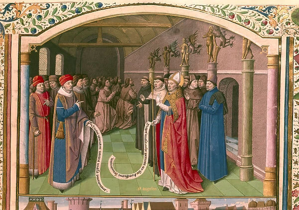 St Augustin, Bishop of Hippo in discussion