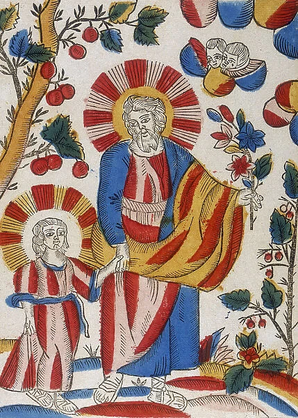 St Joseph and Jesus, his son, walking hand-in-hand, 18th century