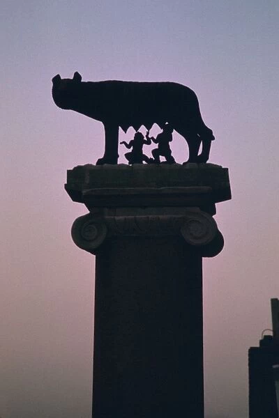 Statue of the wolf suckling Romulus and Remus