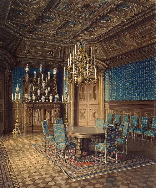 The Stroganov Palace in Saint Petersburg. Dining Room, 1860s. Artist: Mayblum, Jules (19th century)