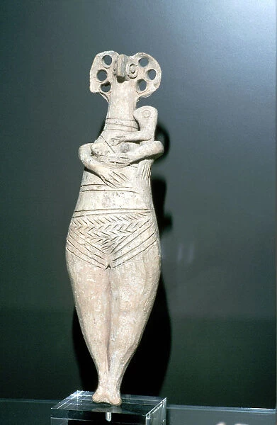 Terracotta mother-goddess with a child, Tyre, Bronze Age, 1400 - 1230 BC
