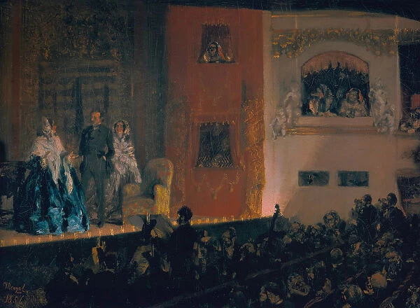 Theatre du Gymnase in Paris, 1856. Artist: Menzel, Adolph Friedrich, von (1815-1905)