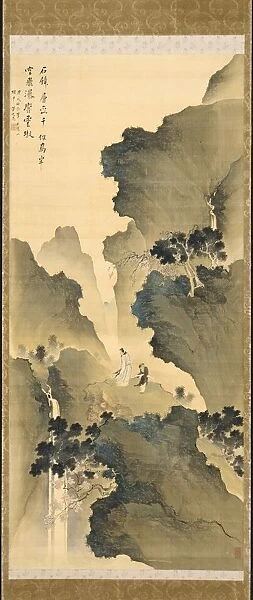 Watching a Waterfall, 1790. Creator: Tani Bunch? (Japanese, 1763-1841)
