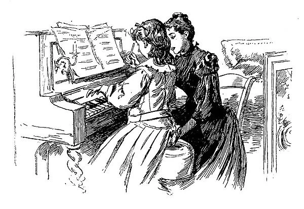 Young girl being given a piano lesson, Paris, 1889