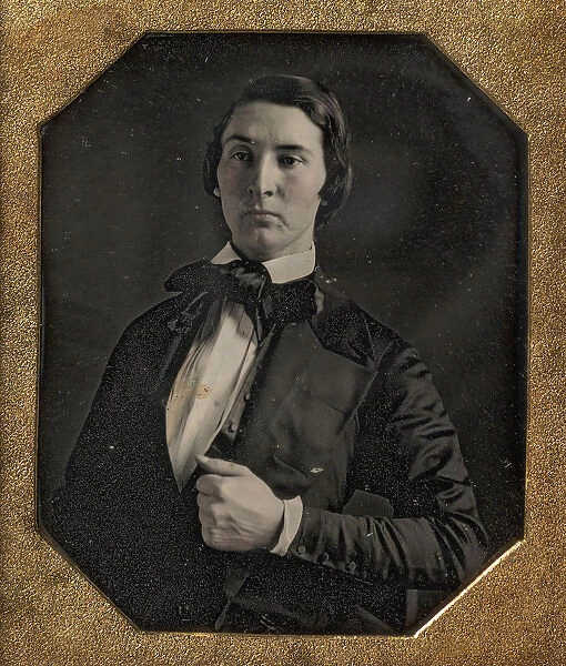 Young Man Holding Jacket Lapel, 1840s. Creator: Unknown