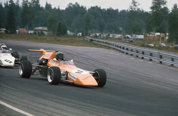 1972 Shell British F3 Championship. Anderstorp, Sweden. 18th June 1972. Rd 8. Colin Vandervell (Ensign F372 - Ford), 2nd position leads Peter Hull (Brabham BT38 - Ford), 5th position, action. World Copyright: LAT Photographic