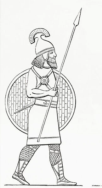 An Assyrian Spearman. From The Imperial Bible Dictionary, Published 1889