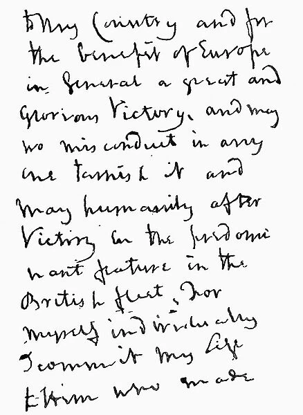 Part Of Letter Written By Admiral Horatio Nelson Just Before The Battle Of Trafalgar. From The Book Short History Of The English People By J. R. Green, Published London 1893