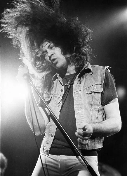 Former Deep Purple singer Ian Gillan performing in concert. October 1982