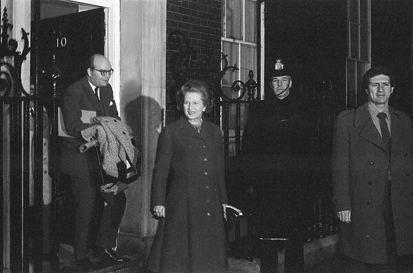 Margaret Thatcher PM pictured outside Downing Street, London, 15th January 1982