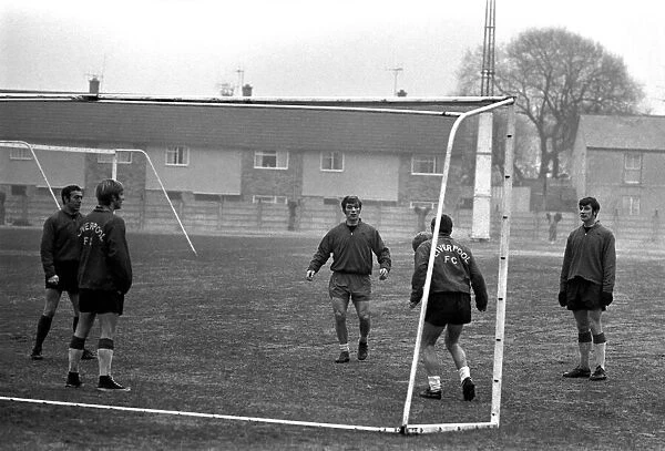St. John, Wall, Graham and Evans with boss between the sticks druring training at their
