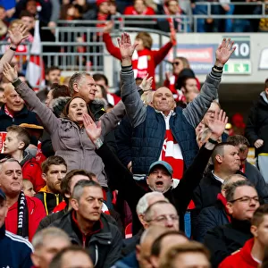 Triumphant Moment: Johnstones Paint Trophy Victory Celebrations at Wembley Stadium (2015) - Bristol City Fans