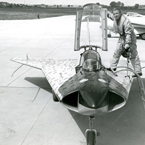 Bengt R. Olow, Saab?s Chief Test Pilot, with the Saab 210