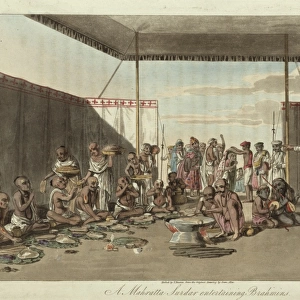 Brahmins at a feast in a Maratha Camp, India