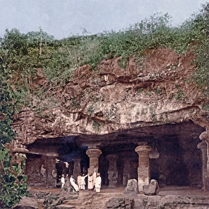 Caves at Elephanta, Bombay (Mumbai), India, circa 1890s