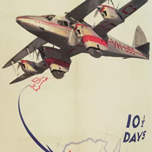 Imperial Airways Poster, flights to Australia