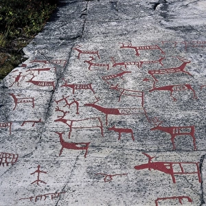 NORWAY. FINNMARK. Alta Petroglyphs. Scene of