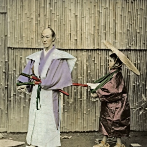 Samurai and attendant, Japan (actors)